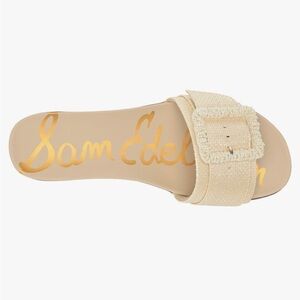 Sam Edelman Women's Ariane Cream Raffia Beaded Slide Sandals